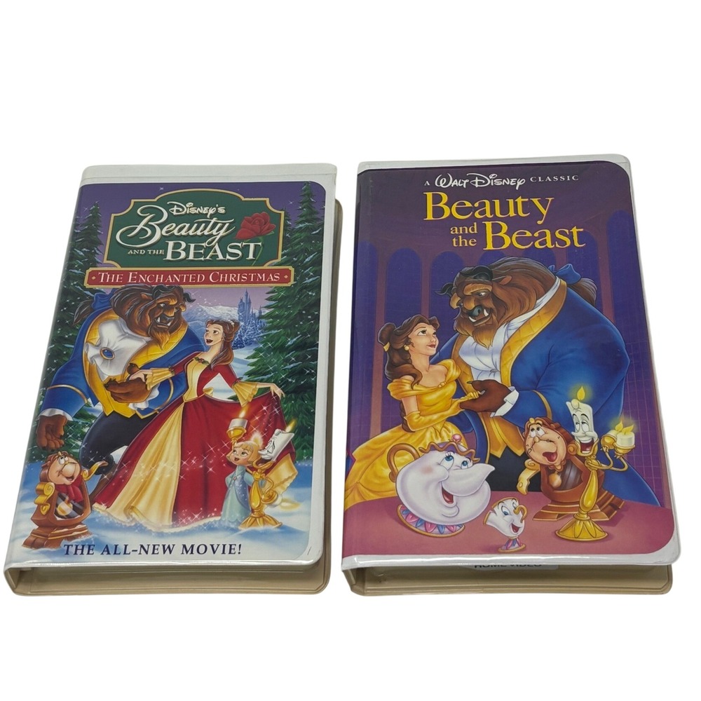 Disney Beauty and the Beast & Enchanted Christmas VHS Lot Black Diamond Classic